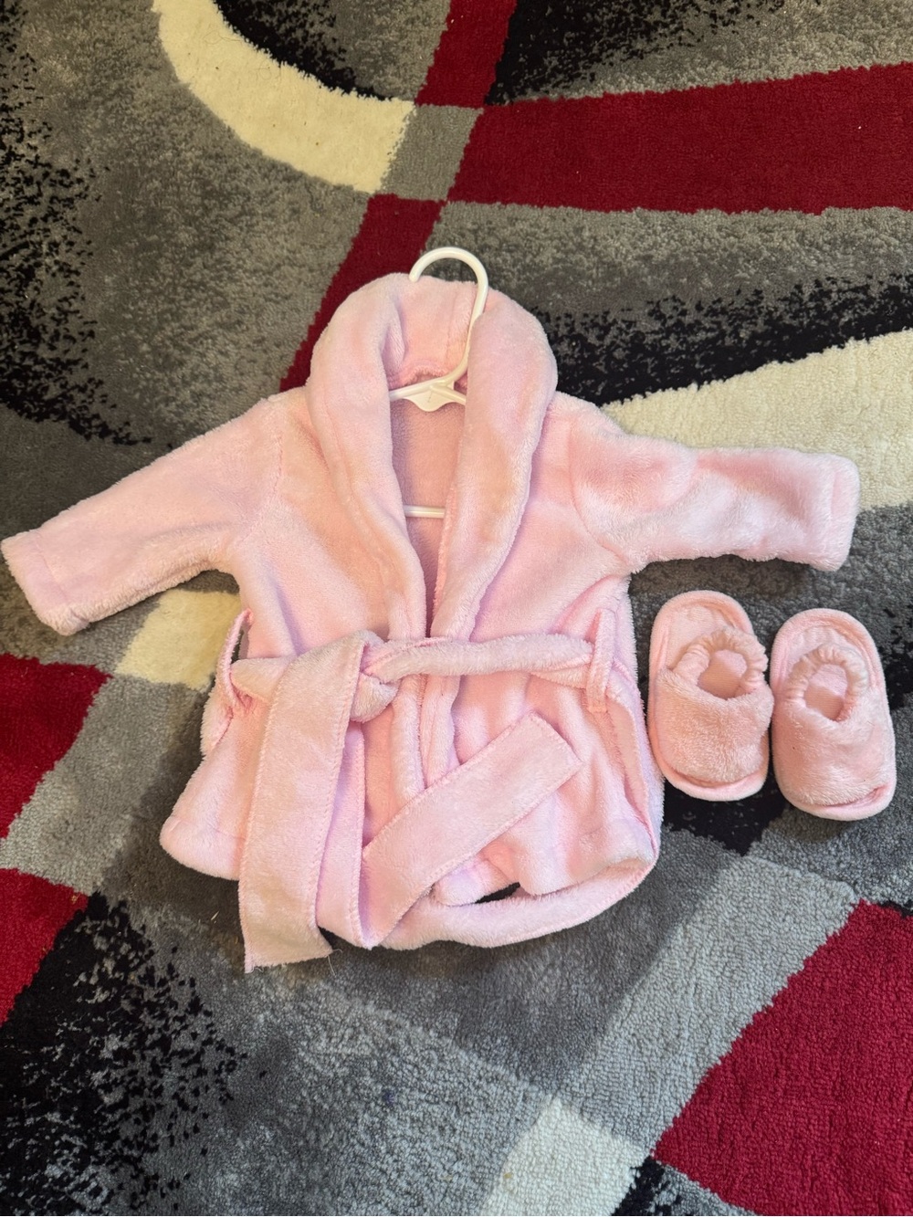 Soft Pink Hooded Kids Plush Robe with Matching Slippers